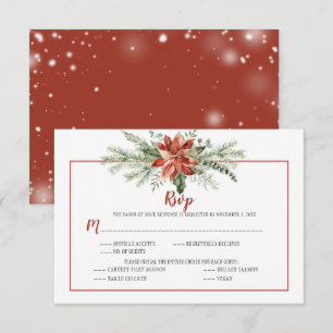 Elegant Red Poinsettia Evergreen Christmas RSVP