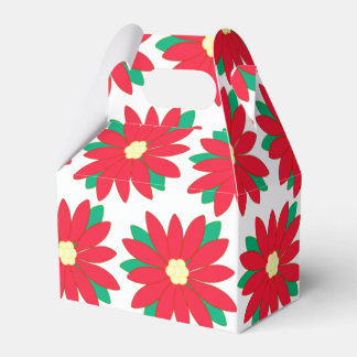 Elegant Red Poinsettia Floral Pattern Christmas Favour Box