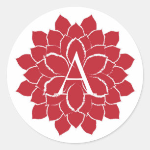 Elegant Red Poinsettia Monogram initial A Classic Round Sticker
