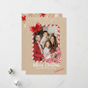 Elegant Red Poinsettia Photo Christmas Card