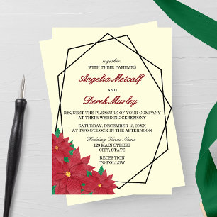 Elegant Red Poinsettia Winter Wedding Invitation