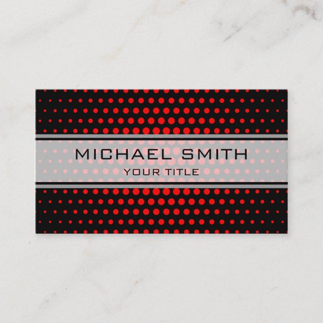 Elegant Red Polka Dot Pattern Business Card (Front)