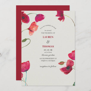 Elegant Red Poppies Floral Wedding Invitation