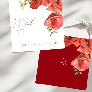 Elegant Red Poppies Floral Wedding Save the Date