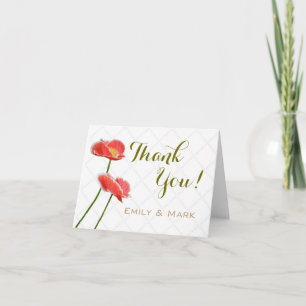Elegant Red Poppies Floral Wedding Thank You