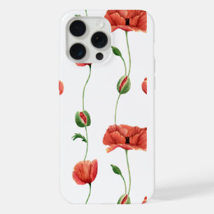 Elegant Red Poppy Floral iPhone 15 Pro Max Case