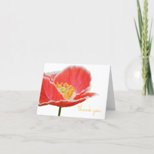 Elegant Red Poppy Floral Spring Flowers Thank You Card