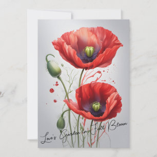 Elegant Red Poppy Flowers Blossom Anniversary Card