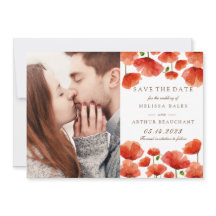 Elegant Red Poppy Flowers Photo Save the Date