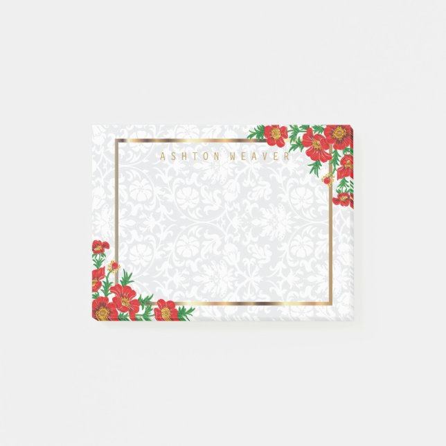 Elegant Red Poppy Flowers Post-it Notes (Front)