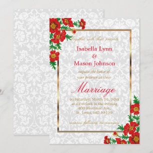 Elegant Red Poppy Flowers Wedding Invitation