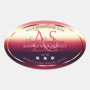 Elegant Red Product Labels Diamonds and Initials