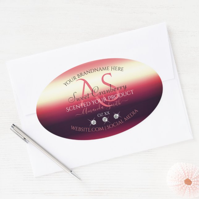 Elegant Red Product Labels Diamonds and Initials (Envelope)