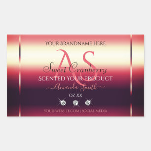 Elegant Red Product Labels Diamonds and Initials