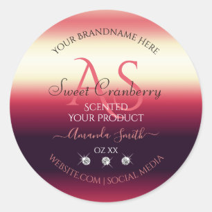 Elegant Red Product Labels Diamonds and Initials