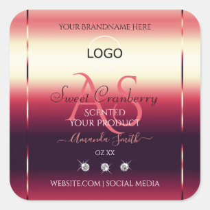 Elegant Red Product Labels Diamonds Initials Logo