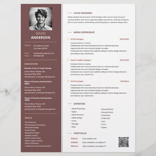 Elegant Red Professional Resume Template (Front)
