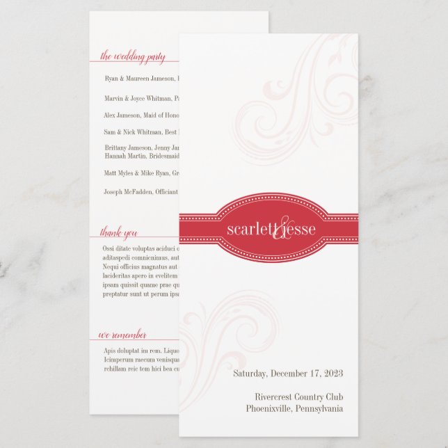 Elegant Red Program, Caroline Wedding Collection (Front/Back)