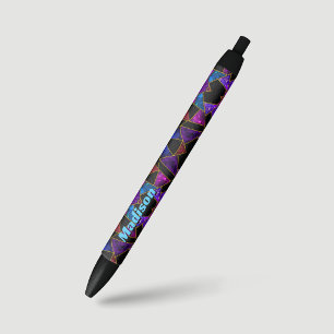 Elegant red purple girly geometric black ink pen