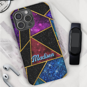 Elegant red purple girly geometric iPhone 16 pro case