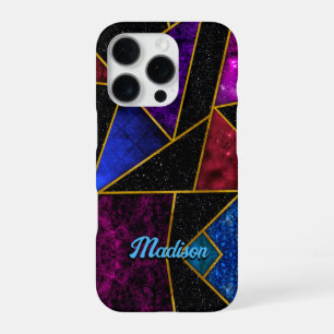 Elegant red purple girly geometric  iPhone 16 pro case