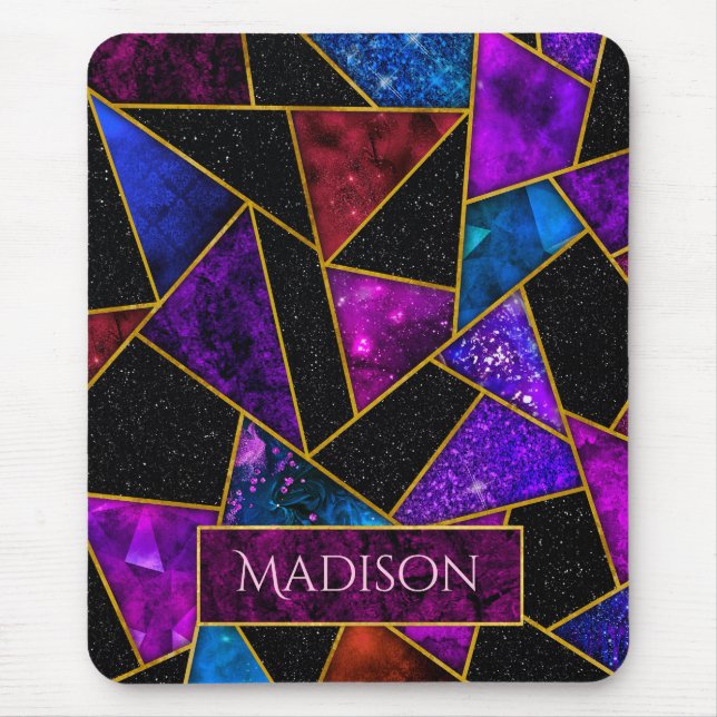 Elegant red purple girly geometric mouse mat (Front)