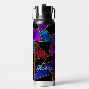 Elegant red purple girly geometric  water bottle