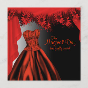 Elegant Red Quinceanera Invitation