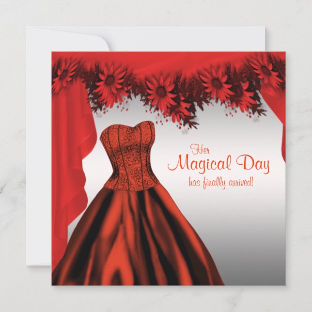 Elegant Red Quinceanera Invitations (Front)