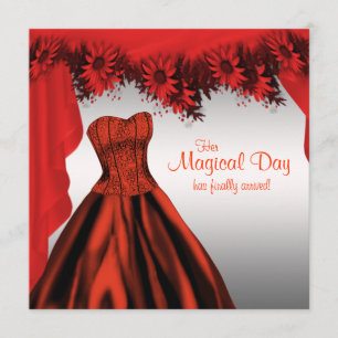 Elegant Red Quinceanera Invitations