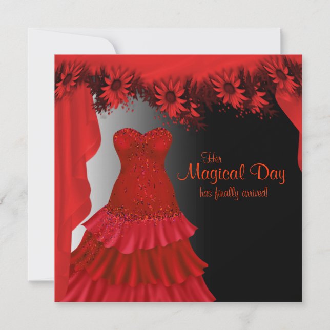 Elegant Red Quinceanera Invitations (Front)