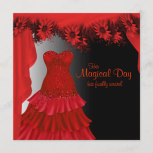 Elegant Red Quinceanera Invitations