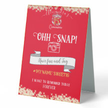 Elegant Red Quinceañera Spanish Oh Snap Tag
