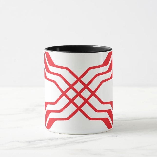 Elegant Red Ribbon line Letter X Monogram Mug (Center)