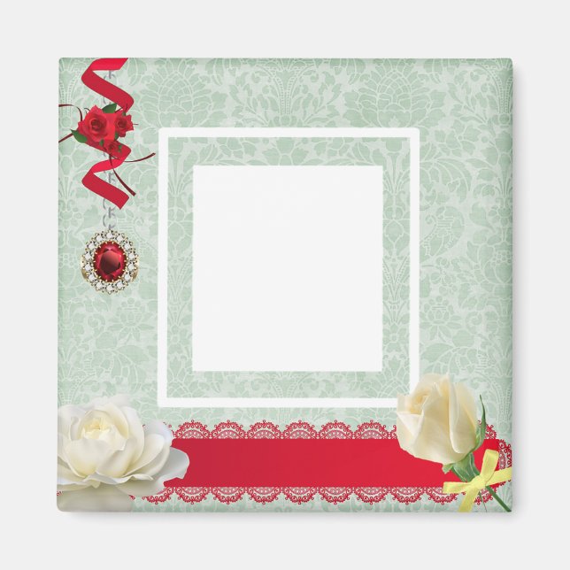 Elegant Red Ribbon Make Your Own Magnet (Front)