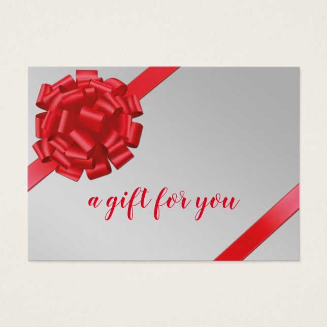Elegant Red Ribbon with Bow Gift Wrap Gift Card (Front)