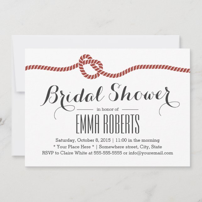 Elegant Red Rope Knot Bridal Shower Invitation (Front)