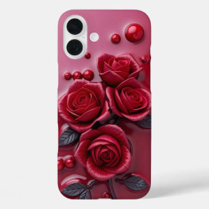 Elegant Red Rose 3D Floral Phone Case