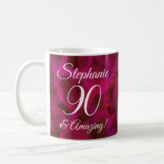 Elegant Red Rose 90 and Amazing Personalised Coffee Mug