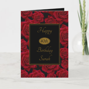 Elegant Red Rose Any Age Birthday Card
