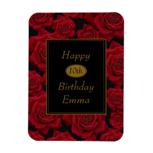 Elegant Red Rose Any Age Birthday Magnet
