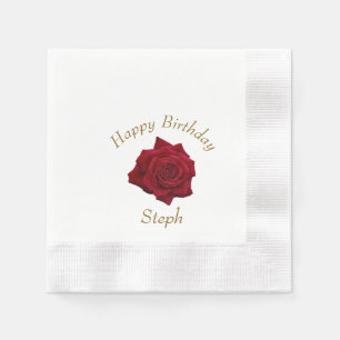 Elegant Red Rose Birthday Party Napkin