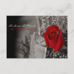 Elegant Red Rose Black and White Wedding Invitation<br><div class="desc">A very elegant,  classy and sophisticated yet simple wedding invitation design featuring a single red rose,  baby's breath and a soft black and white background which fades gently into black at one end.</div>