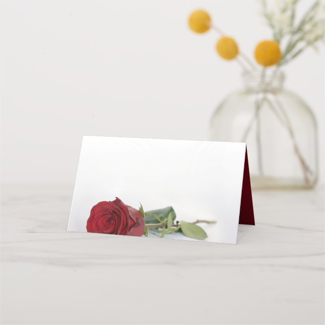 Elegant Red Rose Blank DIY Print Wedding Place Card (Front)