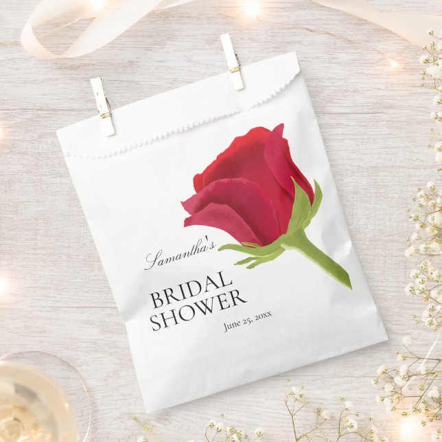 Elegant Red Rose Bridal Shower Favour Bags (Clipped)
