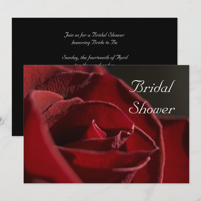 Elegant Red Rose Bridal Shower Invitation (Front/Back)