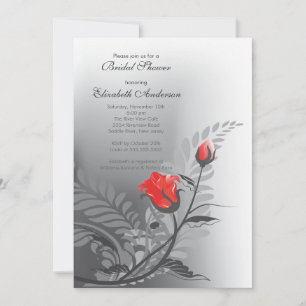 Elegant Red Rose Bridal Shower Invitation