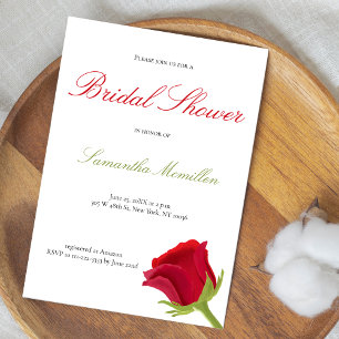Elegant Red Rose Bridal Shower Invitation