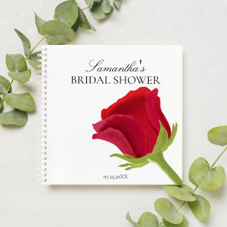 Elegant Red Rose Bridal Shower Notebook