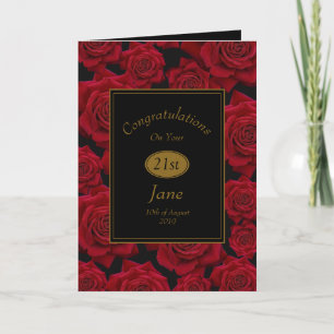 Elegant Red Rose Congratulations Birthday Card